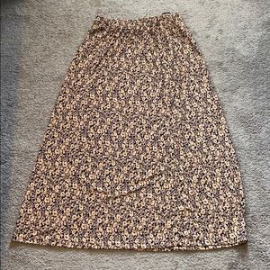 Navy Blue and Tan Long Floral Skirt